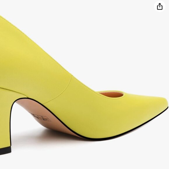 GUAVAIVY Yellow Pointed Toe Block Heel Pumps – Size 9.5 (US) - Picture 8 of 10